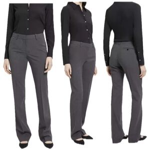 Theory Max C3 Womens Pants Charcoal Grey Sevona Stretch Wool Trouser 8